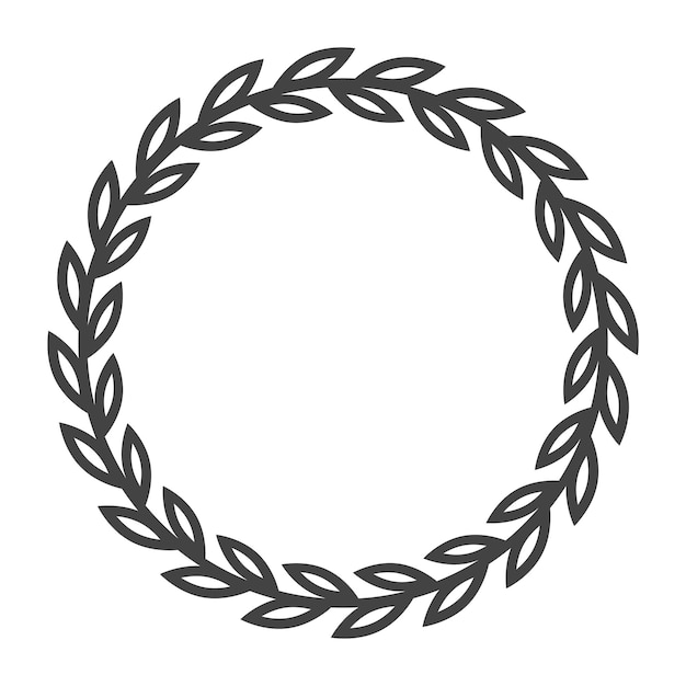 Olive wreath. Simple circle scroll victory leaves certificate frame