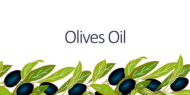 Olives banner background with ripe olive berries and place for text layout or banner design for oli