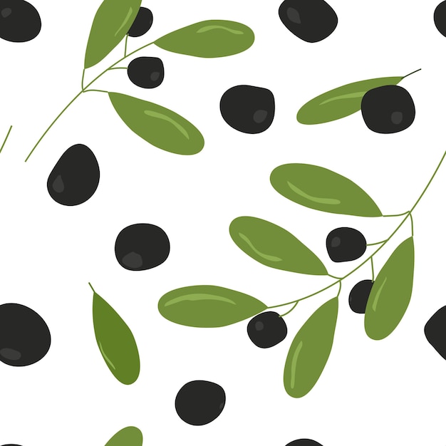 Olives seamless pattern vector illustration isolated on white background