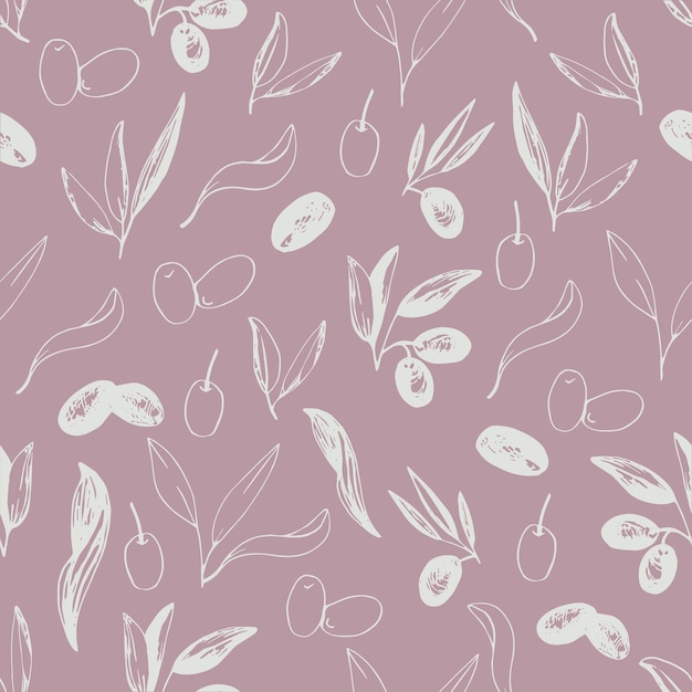 Olives seamless pattern in vector