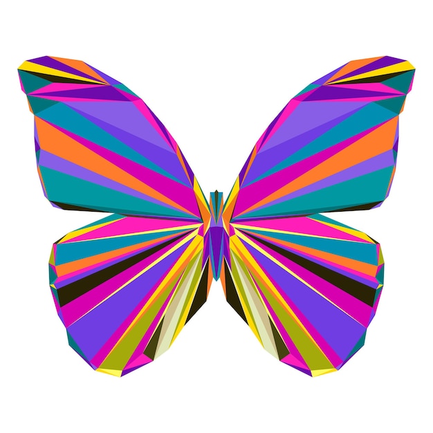 olygonale driehoek geometrische vlinder geïsoleerd op wit
