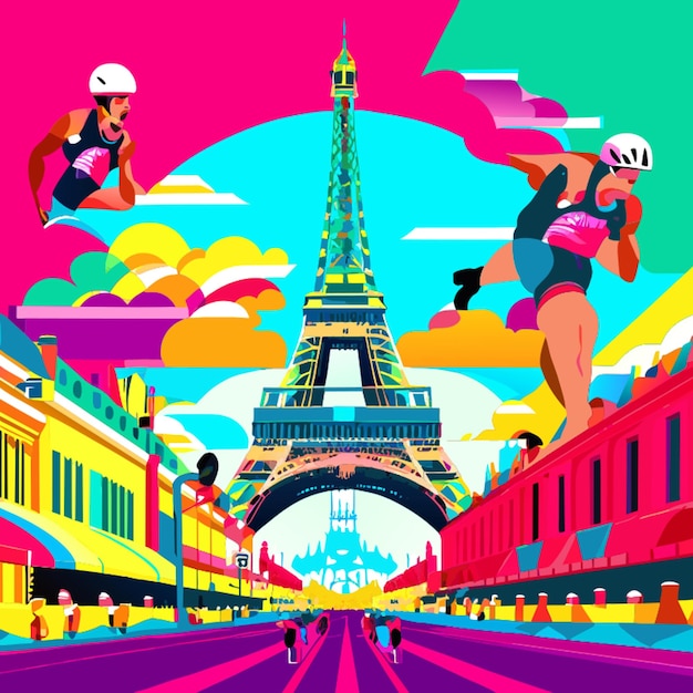 olympic games 2024 in paris vector illustration