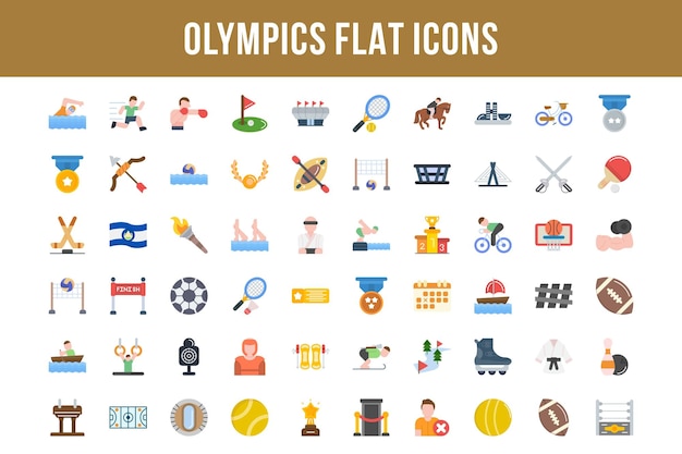 Olympics Flat Multicolor Icons