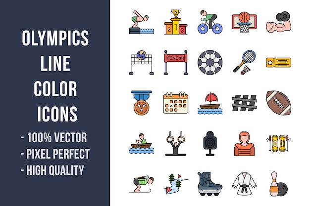 Olympics Line Color Icons