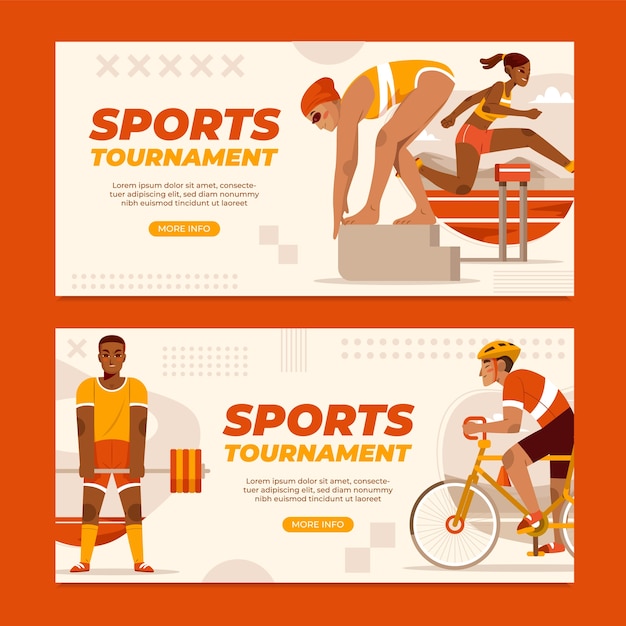 Vector olympische sport platte cartoon banner set