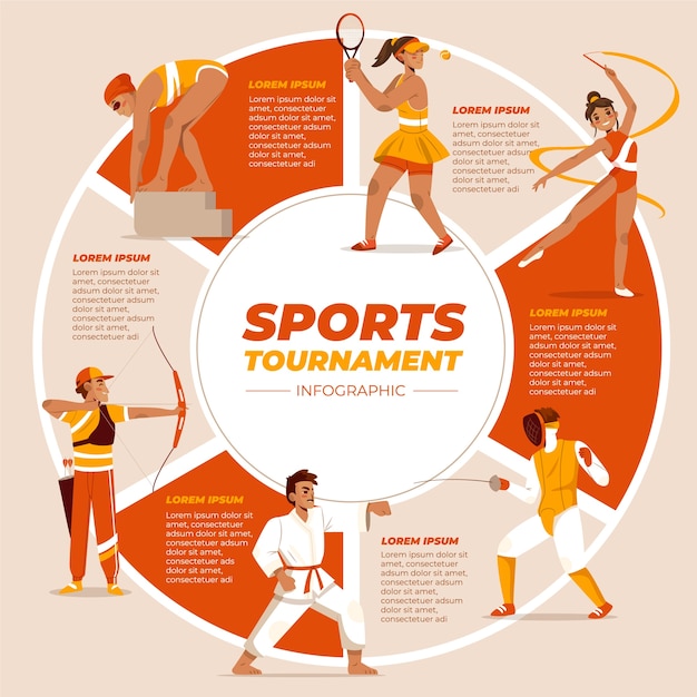 Vector olympische sporten platte cartoon infographics