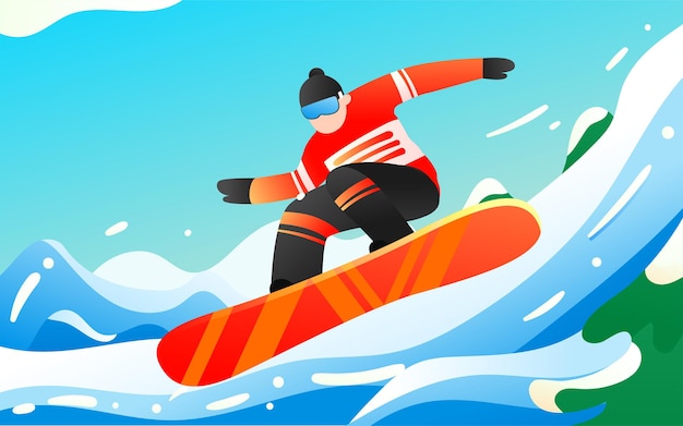 Olympische winterspelen peking skiën karakter illustratie wintersport fitness poster