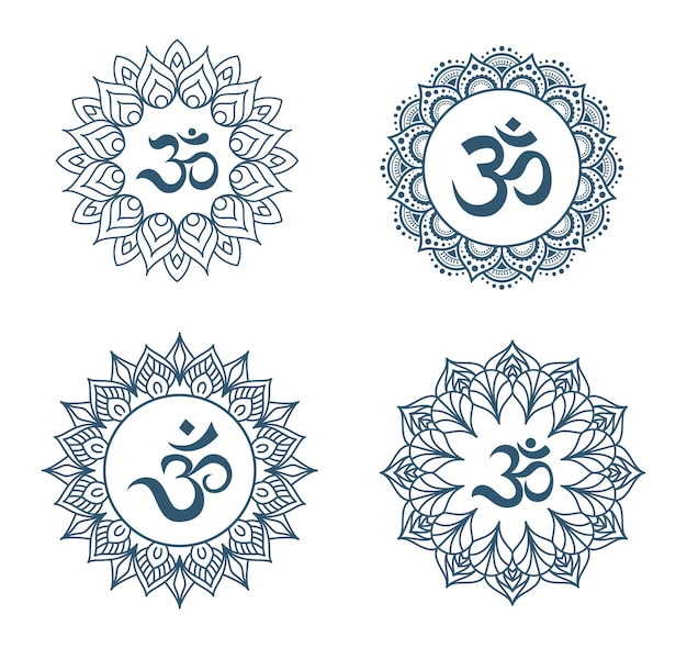 Vector om aum ohm symbol mandala diwali