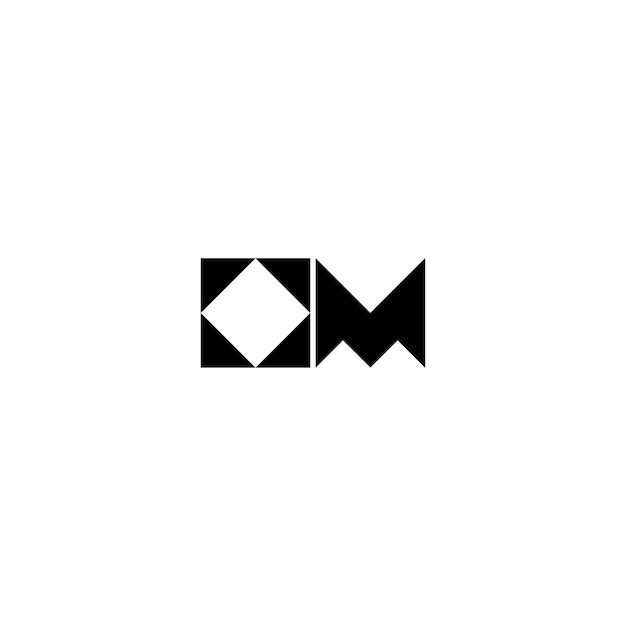 OM 모노그램 로고 디자인 문자 텍스트 이름 기호 흑백 로고타입 알파벳 문자 심플 로고