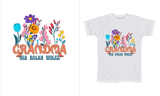 Oma Mia Rolan Wyiee kleurrijke grafische T-shirt Wildflower T-shirt design