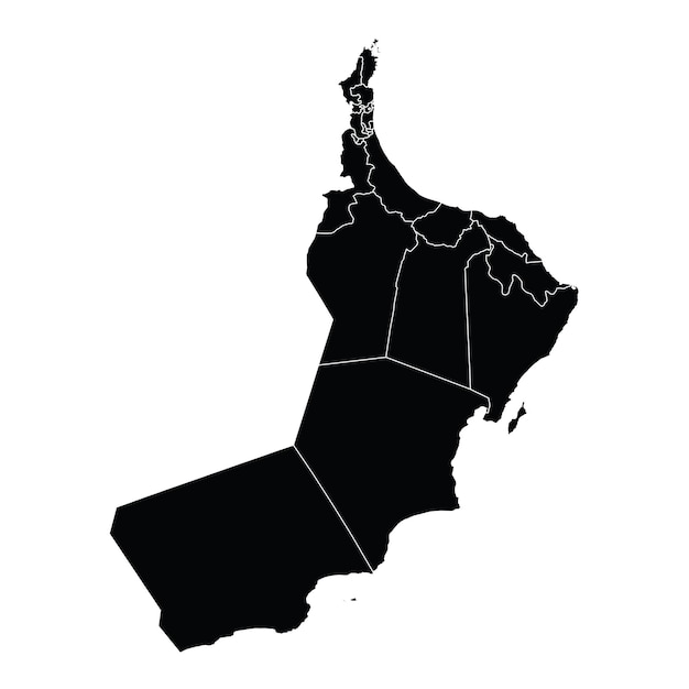 Oman country map vector with regional areas