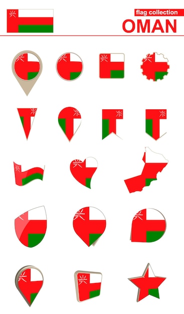 Vector oman flag collection big set for design