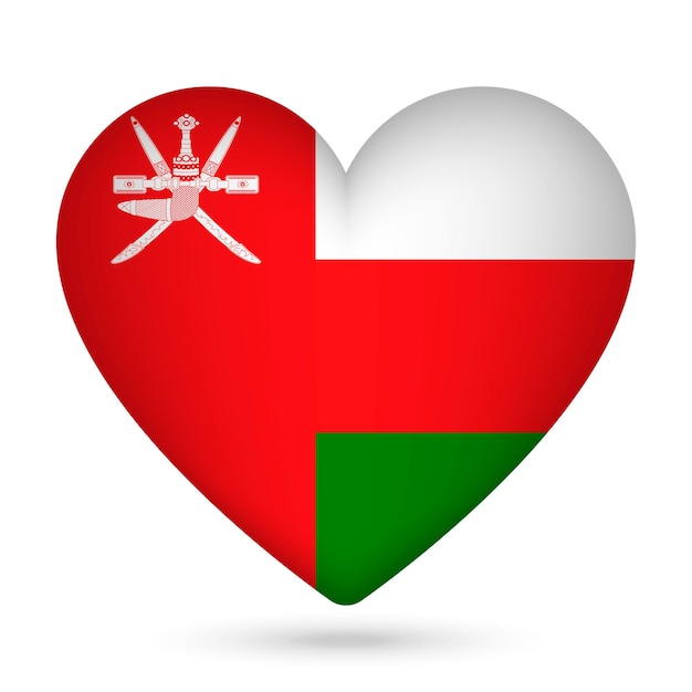 Oman flag in heart shape Vector illustration