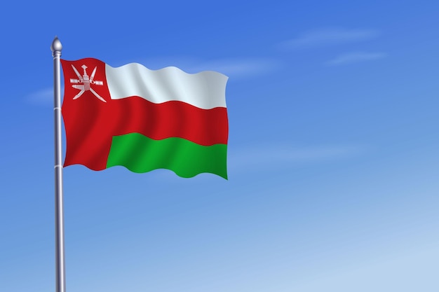 Oman flag Independence Day blue sky background