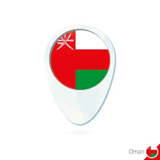 Oman flag location map pin icon on white background