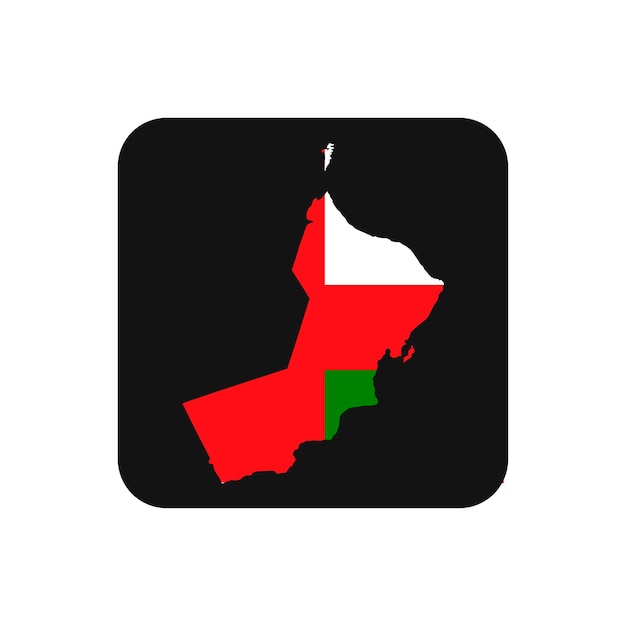 Oman kaart silhouet met vlag op zwarte achtergrond