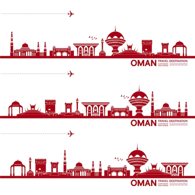 Oman travel destination   illustration.