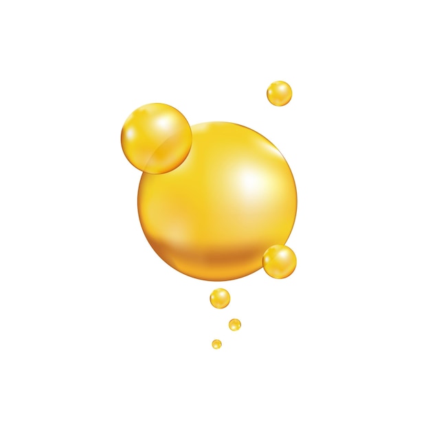 Vettore omega 3 6 9 acidi gocce icona oro grassi polinsaturi nutrizione design per la cura della pelle e trattamento di bellezza illustrazione vettoriale