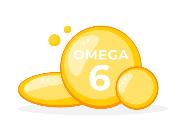 Vector omega 6 pill oil vitamin drop pill capsule fatty acid representation vector illustration