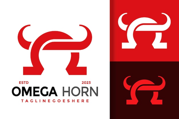 Vettore omega bull horn logo logos design element stock vector illustration template