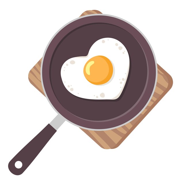 Vector omelet heart frying pan