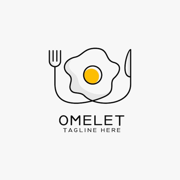 Omelet lijntekeningen logo ontwerp