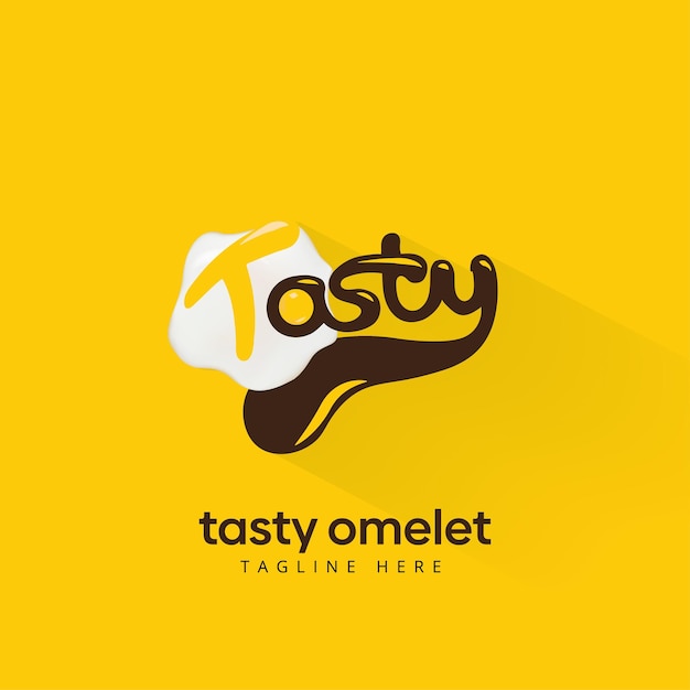 Omelette logo is a combination of omelette egg in a tasty text with negative space