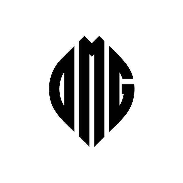 Дизайн логотипа OMG с круговой и эллиптической формой OMG эллиптические буквы с типографическим стилем Три инициалы образуют логотип круга OMG Circle Emblem Abstract Monogram Letter Mark Vector