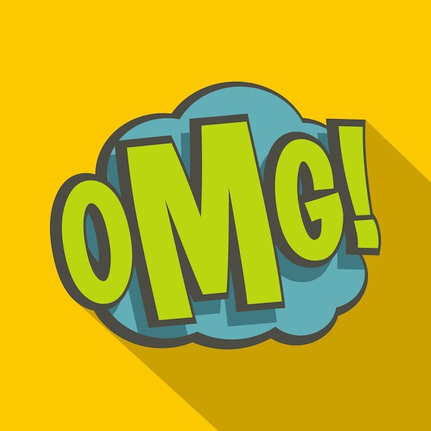 Omg comic book explosion icon flat illustration of omg comic book explosion vector icon for web isolated on yellow background