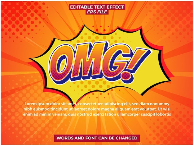 omg комический стиль текстовый эффект шрифт редактируемый типографика 3d текст