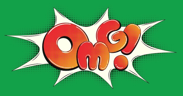 Omg comic text speech bubble Colored pop art style sound effect with halftone effect