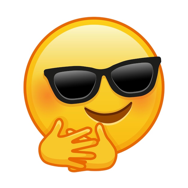 Vector omhelst emoji met zonnebril grote grootte van gele emoji glimlach