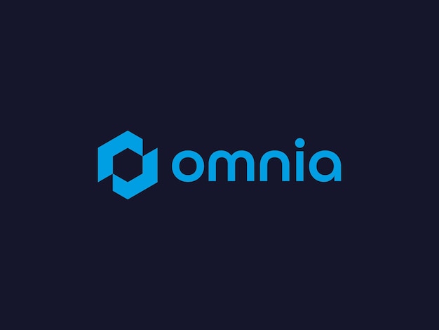 Omnia logo with a blue background