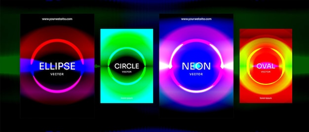 Omslagontwerp cirkel futuristische jaren 80 hype retro levendige abstracte neon gloed thema collectie vector achtergrond