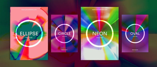 Omslagontwerp cirkel futuristische jaren 80 retro reis levendige abstracte neon gloed thema collectie vector achtergrond