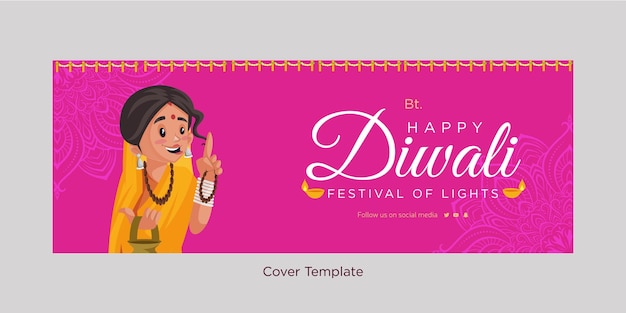 Omslagontwerp van happy diwali festival of lights-sjabloon
