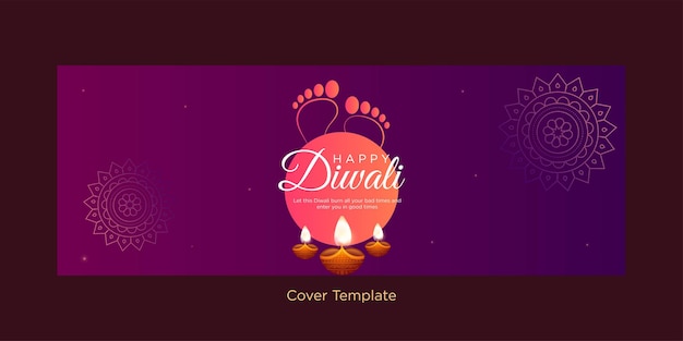 Vector omslagontwerp van vrolijke diwali indiase festivalsjabloon