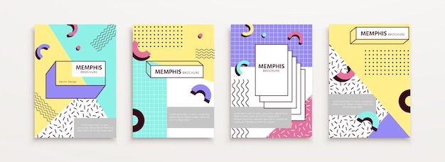 Omslagsjabloon in memphis-ontwerp