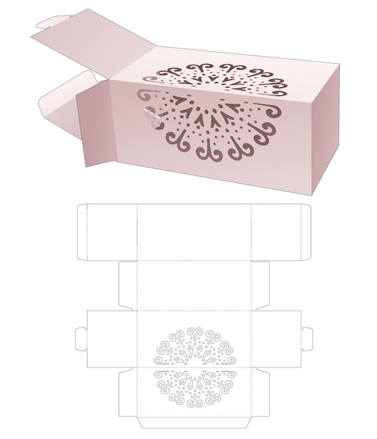 Omslagverpakking met 2 halve cirkel mandala-stencil op gestanste omslagsjabloon