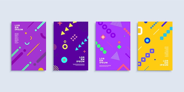 Omvat moderne abstracte ontwerpsjablonen set minimale geometrische vormen composities voor flyer banner brochure en poster eps10 vectorillustratie