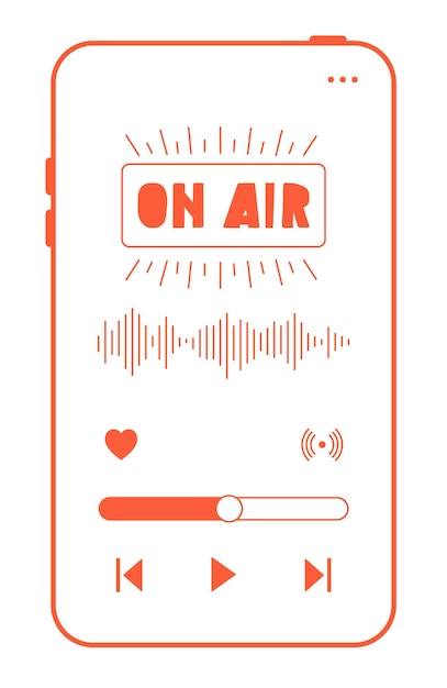 On air-pictogram op het telefoonscherm. Podcast opnemen en luisteren, uitzendingen, online radio, audio