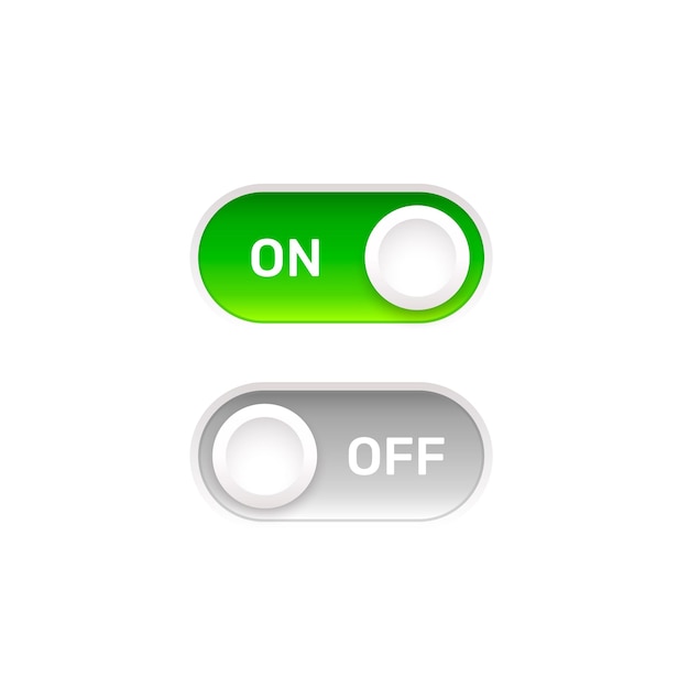 На выключенном пользовательском интерфейсе кнопки выключателя изолированный белый фон. векторная иллюстрация