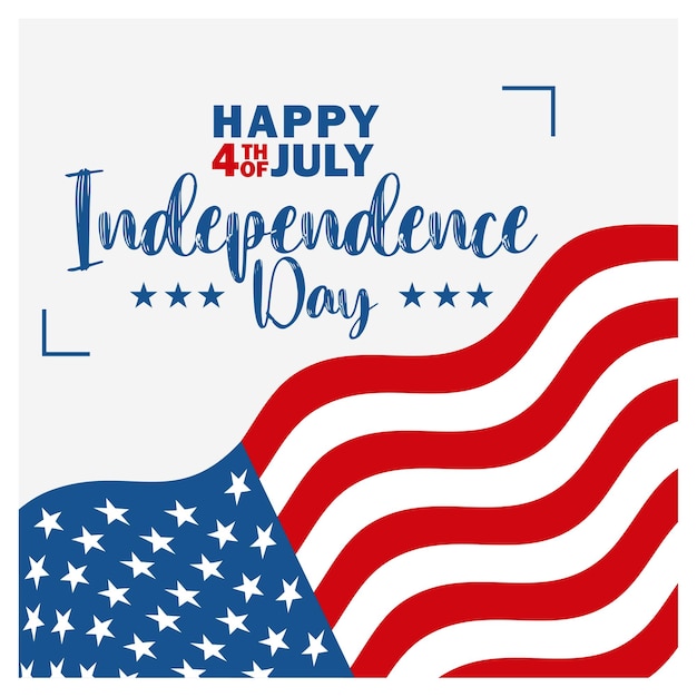 Onafhankelijkheidsdag 4 juli Amerikaanse vlag vliegt op een witte achtergrond onafhankelijkheidsdag USA concept Platte vector illustratie