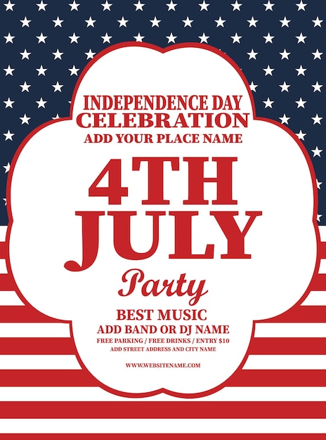 Vector onafhankelijkheidsdag 4 juli feestviering poster flyer sociale media postontwerp