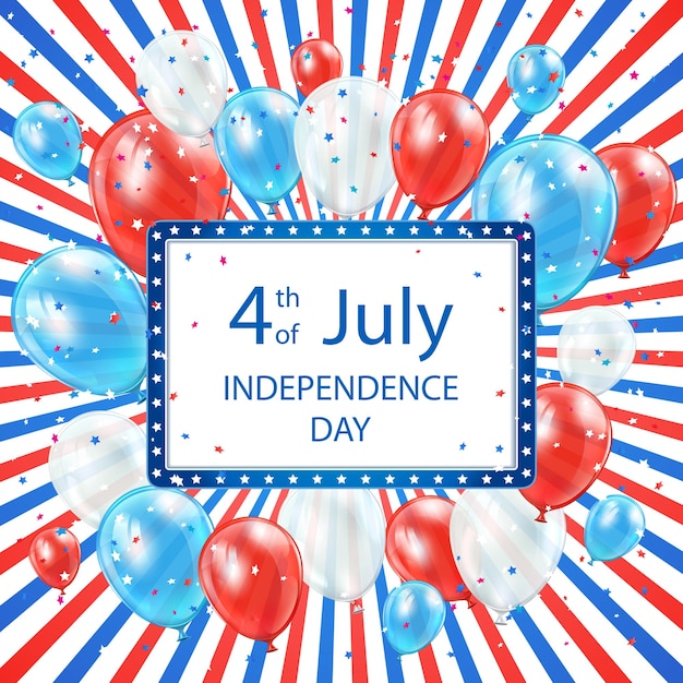 Onafhankelijkheidsdag gekleurde achtergrond met kaart en ballonnen USA Onafhankelijkheidsdag thema 4 juli illustratie