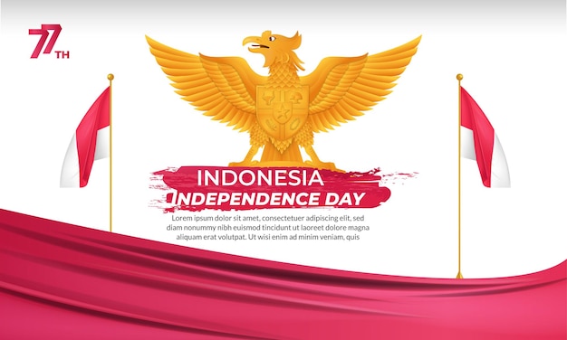 onafhankelijkheidsdag indonesië. Dirgahayu Republiek Indonesië. Illustratie, spandoek, poster, achtergrond