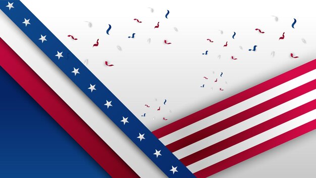 Onafhankelijkheidsdag met verschillende elementen Amerikaanse rode en blauwe ontwerpachtergrond
