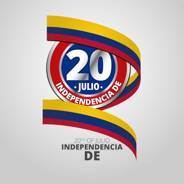 Onafhankelijkheidsdag van colombia 20 de julio colombia-badge met wapperende vlag