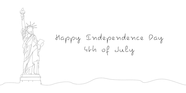 Onafhankelijkheidsdag van de Verenigde Staten van Amerika 4 juli Vrijheidsbeeld één regel banner Vector geïsoleerd