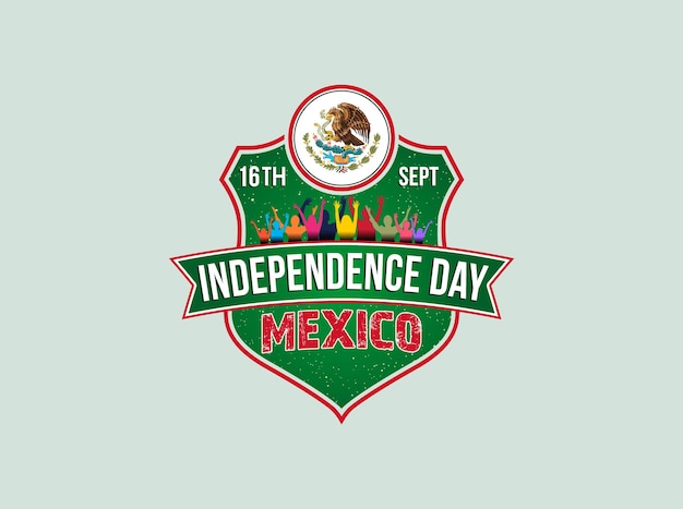 Onafhankelijkheidsdag van Mexico. Mensen vieren 16 september. Nationaal wapen op het schild